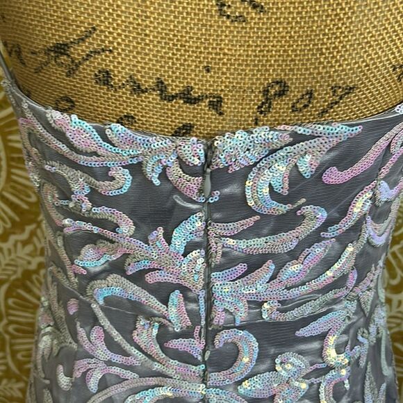 NWT Naked Wardrobe Sequin Sweetheart Spaghetti Strap Mini Dress in Purple Blue M - Picture 11 of 13